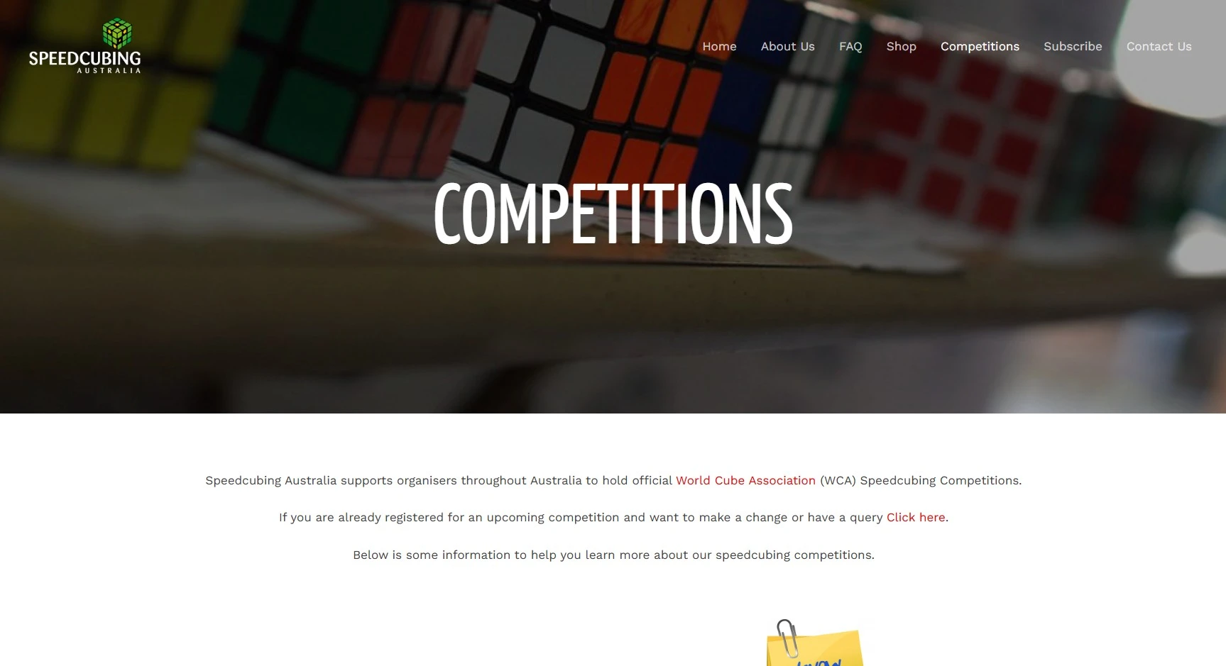 Speedcubing Australia — before redesign